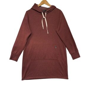 Pendleton Womens Burgundy Heathered Fleece Hoodie Dress Cozycore Comfy Medium